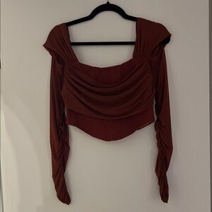 Elegant Rust Long Sleeve Women's Top